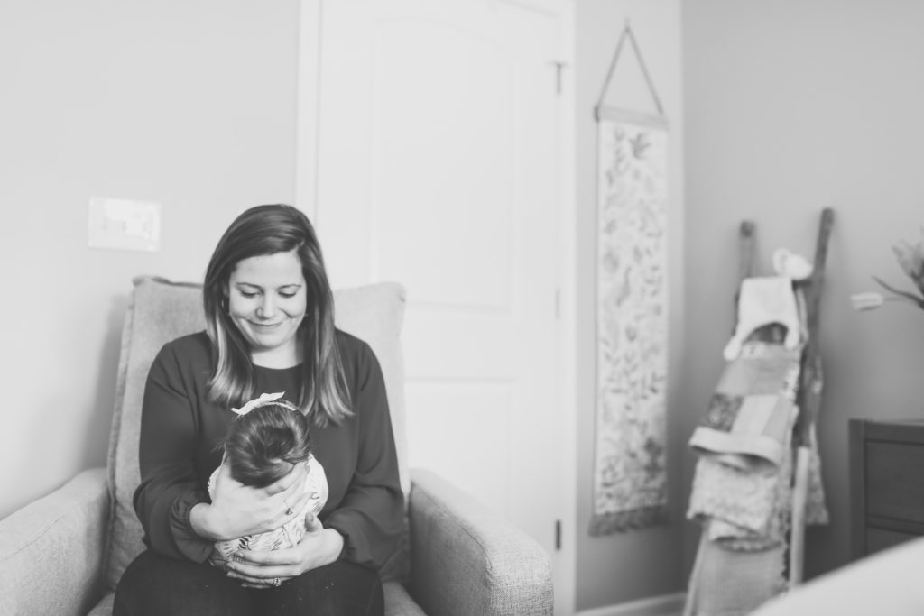 newborn photography session, baby girl, nursery, mom and baby
